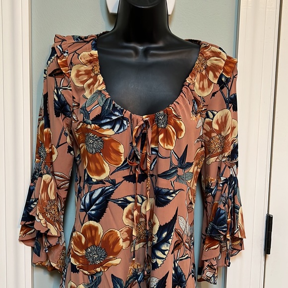 Flamenco Dress Sz M brown multi - Picture 5 of 8